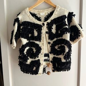 Anthropologie black and cream sweater